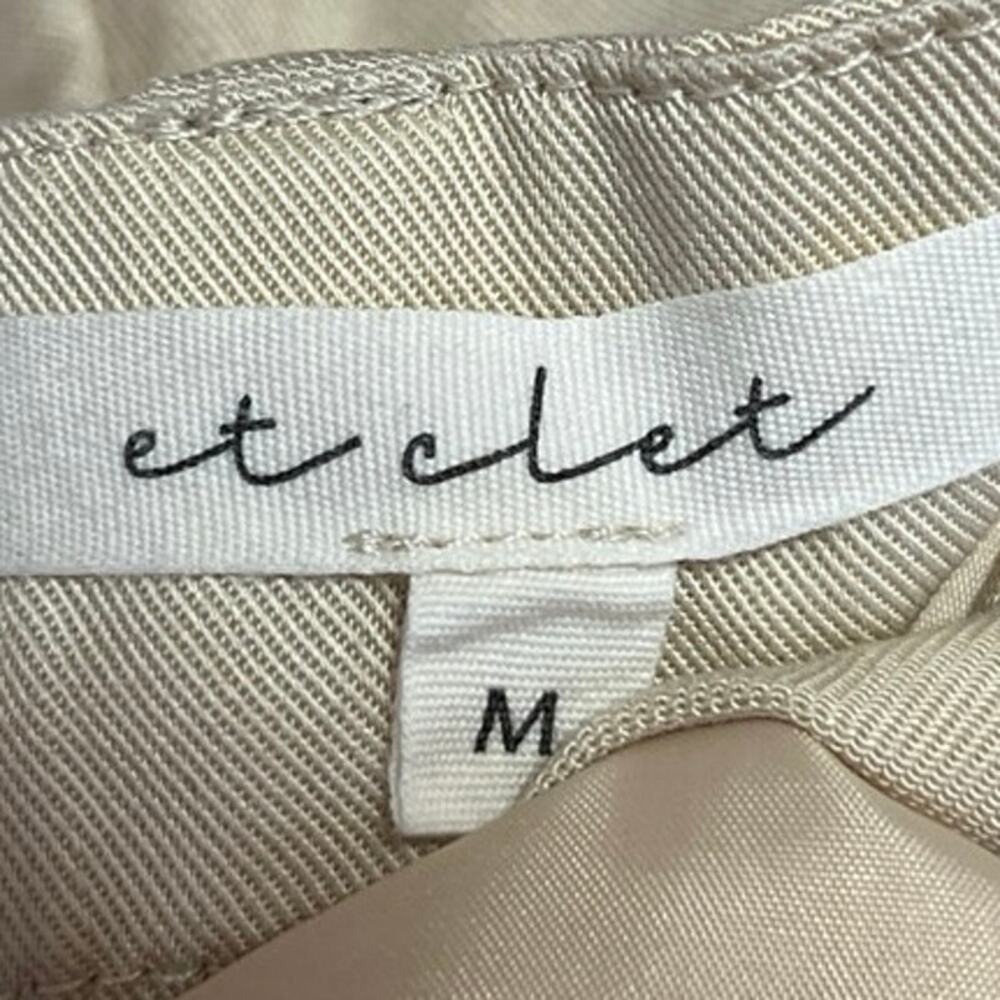 Et Clet Cream High Rise Pleated Career Cozy Ankle Wide Leg Trouser Pants Size M - Picture 4 of 5